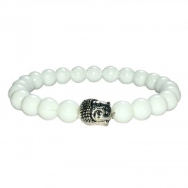 Satyamani Natural White Agate Buddha Bracelet