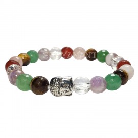 Satyamani Natural Multi-Crystal Faceted Buddha Bracelet