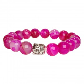 Satyamani Natural Pink Chalcedony Buddha Bracelet