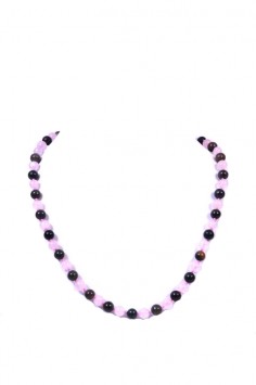 Satyamani Natural Rose Quartz and Bloodstone Necklace for Positivity