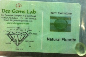 7.73 Ct. Satyamani Certified Natural Fluorite Gemstone