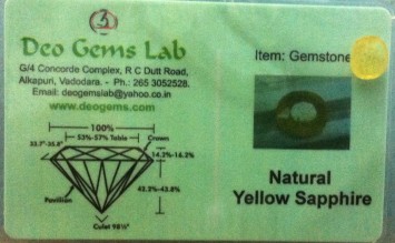 2.75 Ct. Satyamani Certified Natural Yellow Sapphire Gemstone