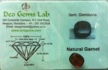 5.43 Ct. Satyamani Certified Natural Garnet Gemstone