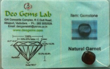 5.85 Ct. Satyamani Certified Natural Garnet Gemstone