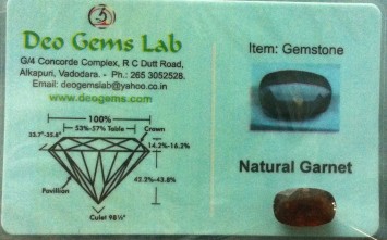 6.56 Ct. Satyamani Certified Natural Garnet Gemstone