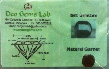 5.30 ct. Satyamani Certified Natural Garnet Gemstone