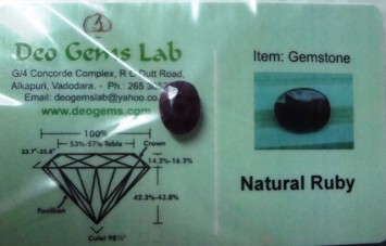 5.26 Ct. Satyamani Certified Natural Ruby(Manik) Gemstone