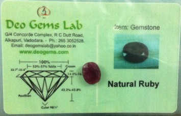 4.01 Ct. Satyamani Certified Natural Ruby(Manik) Gemstone