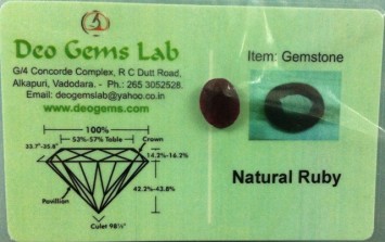 4.73.Ct. Satyamani Certified Natural Ruby (Manik) Gemstone