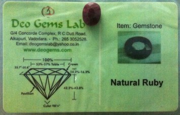 4.43 Ct. Satyamani Certified Natural Ruby(Manik) Gemstone