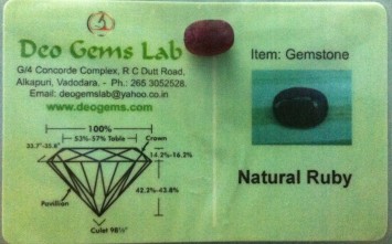 3.72 Ct. Satyamani Certified Natural Ruby(Manik) Gemstone