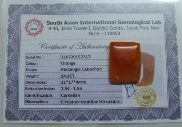 24.8 Cts Satyamani Carnelian Certified Loose Gemstone For Reiki Chakra Healing