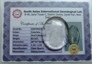 82.5 Cts Satyamani Clear Quartz / Spathik Certified Loose Gemstone For Reiki Chakra Healing