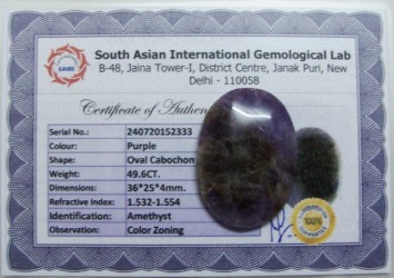 49.6 Cts Satyamani Natural Amethyst Certified Loose Gemstone For Reiki Chakra Healing