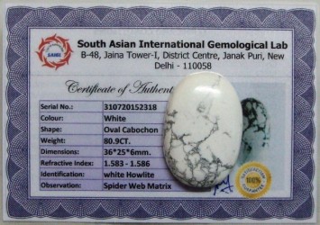 80.9 Cts Satyamani Natural White Howlite Certified Loose Gemstone For Reiki Chakra Healing