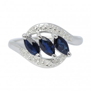 Silver Blue Sapphire Ring