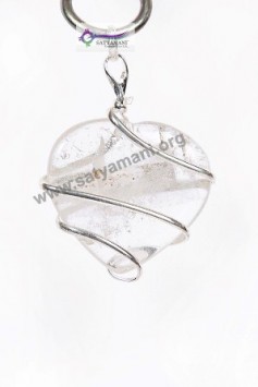 Satyamani Clear Quartz Heart Pendant for Calmness