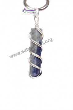 Satyamani Sodalite Wire Wrapped Energy Pendant .