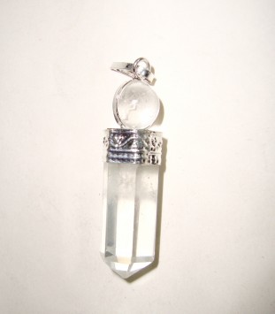 Satyamani Clear Quartz Sphere Wand Point Energy Pendant For Calmness