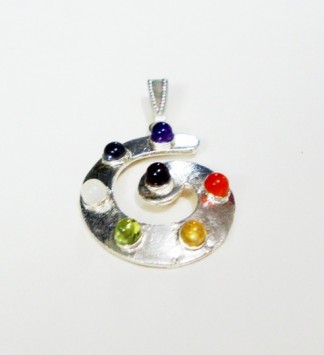 Satyamani Natural Seven Chakra Spiral Energy Pendant in German Silver