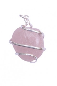 Satyamani Rose Quartz Tumble Gemstone Crystal Pendant