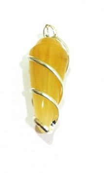 Satyamani Natural Golden Calcite Spiral Gemstone Wrapped Pendant For Intimacy