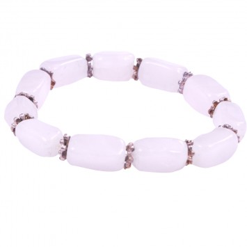 Satyamani Natural Rose Quartz Tumble Gemstone With Metal Ring Bracelet For Compassion