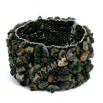 Satyamani Moss Agate Chips Braclet For Prosperity