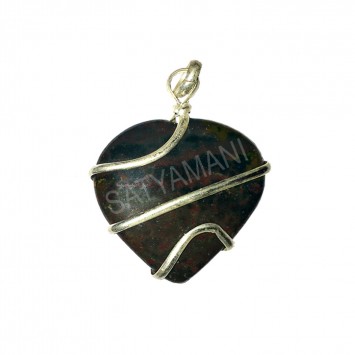 Satyamani Natural Bloodtone Heart  Wrapped Pendant