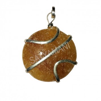 Satyamani Natural Yellow Quartz Wrapped Pendant