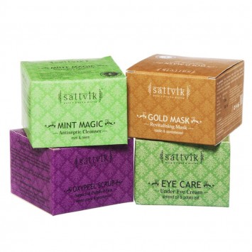 Sattvik Organics Skin Perfect Combo- (Mint Magic 40gm, Oxypeel Scrub 40gm, Gold Mask 40gm, Eye Care40gm)