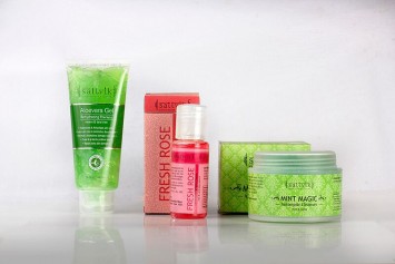 Sattvik Organics Skin Tasting Combo- (Mint Magic 100gm, Fresh Rose Toner 50ml, Aloe Vera Gel 100gm)