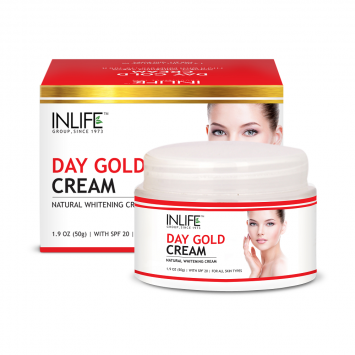 INLIFE Natural Day Gold Cream 50 gm With SPF 20 For Skin Whitening & Acne Scars