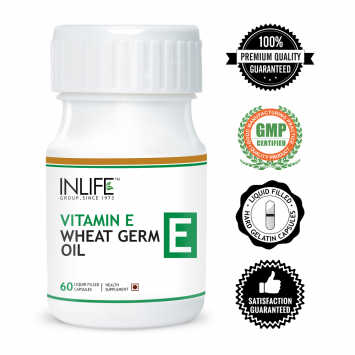 INLIFE Vitamin E 400 IU Wheat Germ Oil, 60 Capsules For Hair Fall & Acne Marks Â 