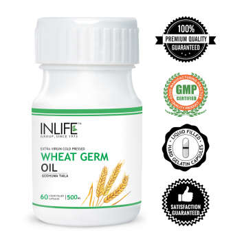 INLIFE Wheat Germ Oil 500 mg, 60 Capsules For Hair,Skin and Sexual Health