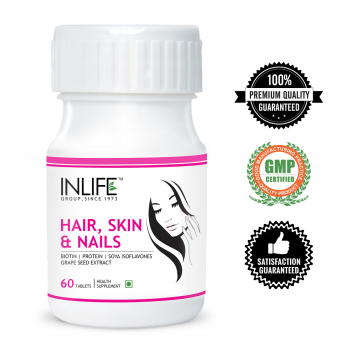 INLIFE Hair Skin and Nails, 60 Tablets With 10,000 mcg Biotin, For Hair FallÂ 