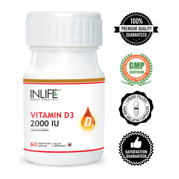 INLIFE Â Vitamin D3 (Cholecalciferol), 2000 IU, 60 Capsules For Bone HealthÂ 