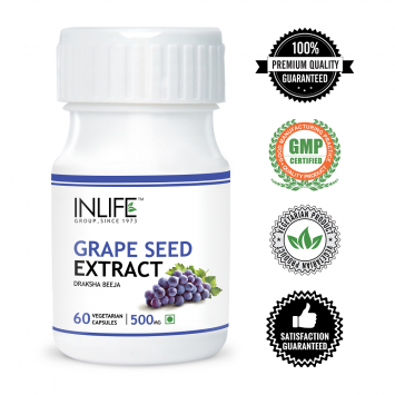 INLIFE GrapeSeed Extract,60 Veg Capsule With 70% Polyphenols, Potent Antioxidant