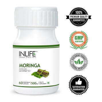 INLIFE Moringa Oliefera Leaf Extract, 60 Veg Capsules For Weight Loss &Digestion