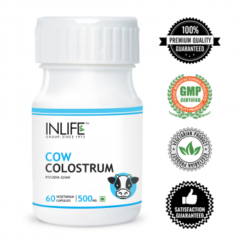 INLIFE Cow Colostrum Supplement, 500mg (60 Veg. Capsules)