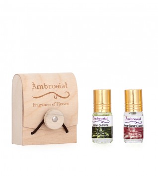 Ambrosial Gift Set 3ml * 2 Rose, Jasmine RollOn Exotic Extrait de Parfum | Attar | Ittar