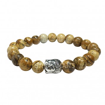 Satyamani Natural Picture Jasper Buddha Bracelet