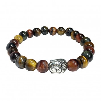 Satyamani Natural Multi Tiger Eye Buddha Bracelet